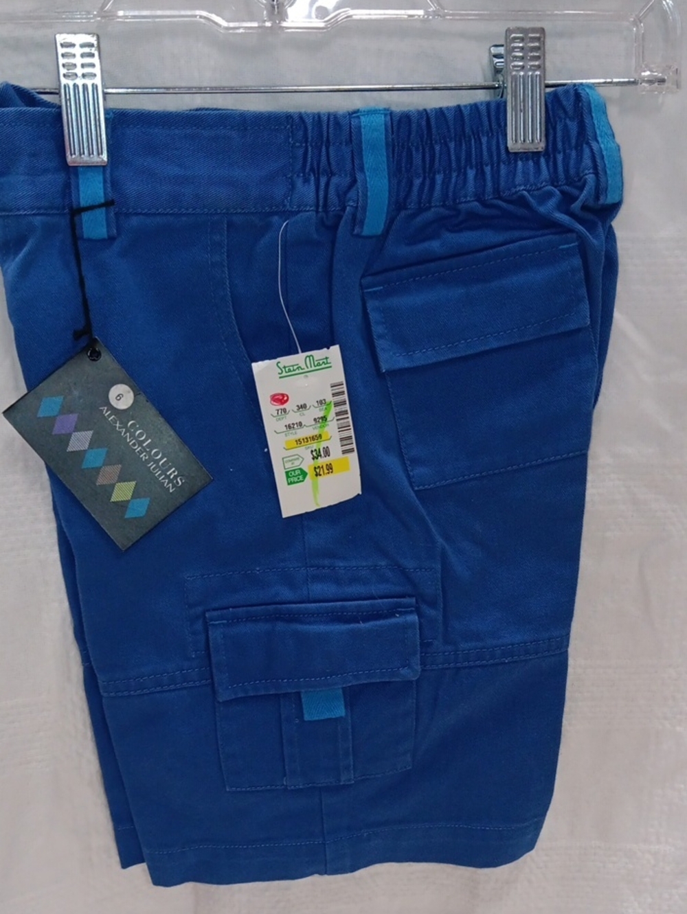 Kids Blue Cargo Shorts with Elastic Waistband by Alexander Jules